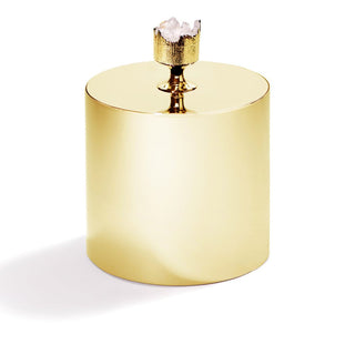 Gemstone Hospitality Ice Bucket – Gold - Plated with Crystal Quartz Topper - Anara Lifestyle