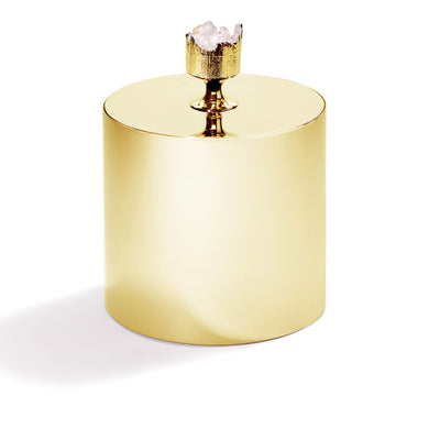 Gemstone Hospitality Ice Bucket – Gold - Plated with Crystal Quartz Topper - Anara Lifestyle
