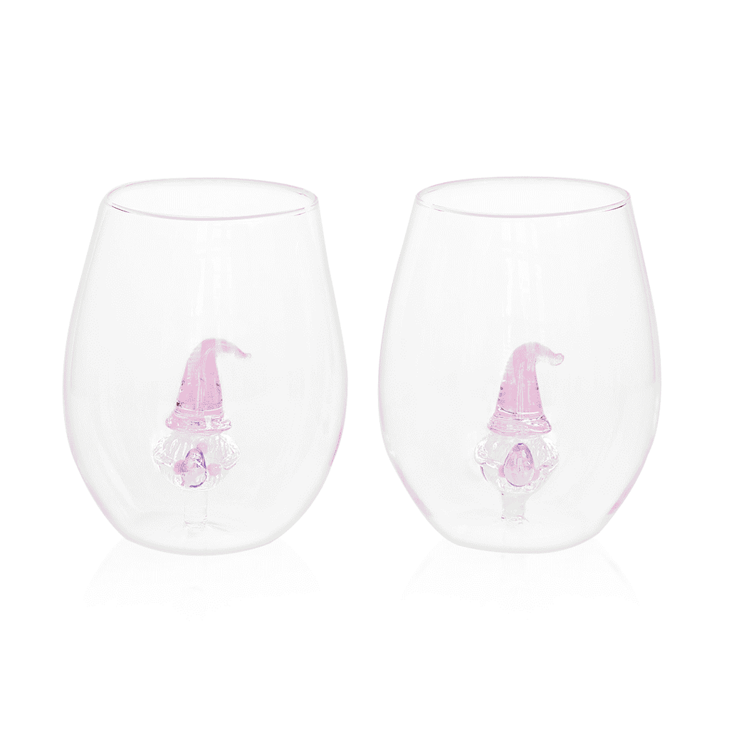 3D Easter Gnome Stemless Wine Glasses – Set of 2