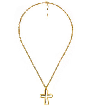 Puffy Cross Necklace with gold chain - 18k Plated Necklace