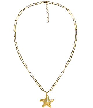 18K Gold Plated Puffy Starfish Charm Necklace