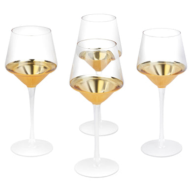 Gold Triangle Glasses Set of 4 | Modern Geometric Glassware