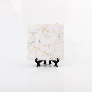 Golden Geometric Thirsty Coasters – Modern Ceramic Square & Diamond Designs