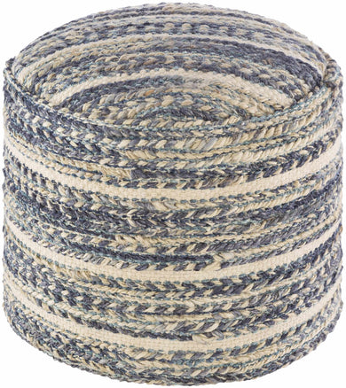 Grayville Pteal Hand-Woven Jute Cylindrical Pouf – Natural Decorative Seating