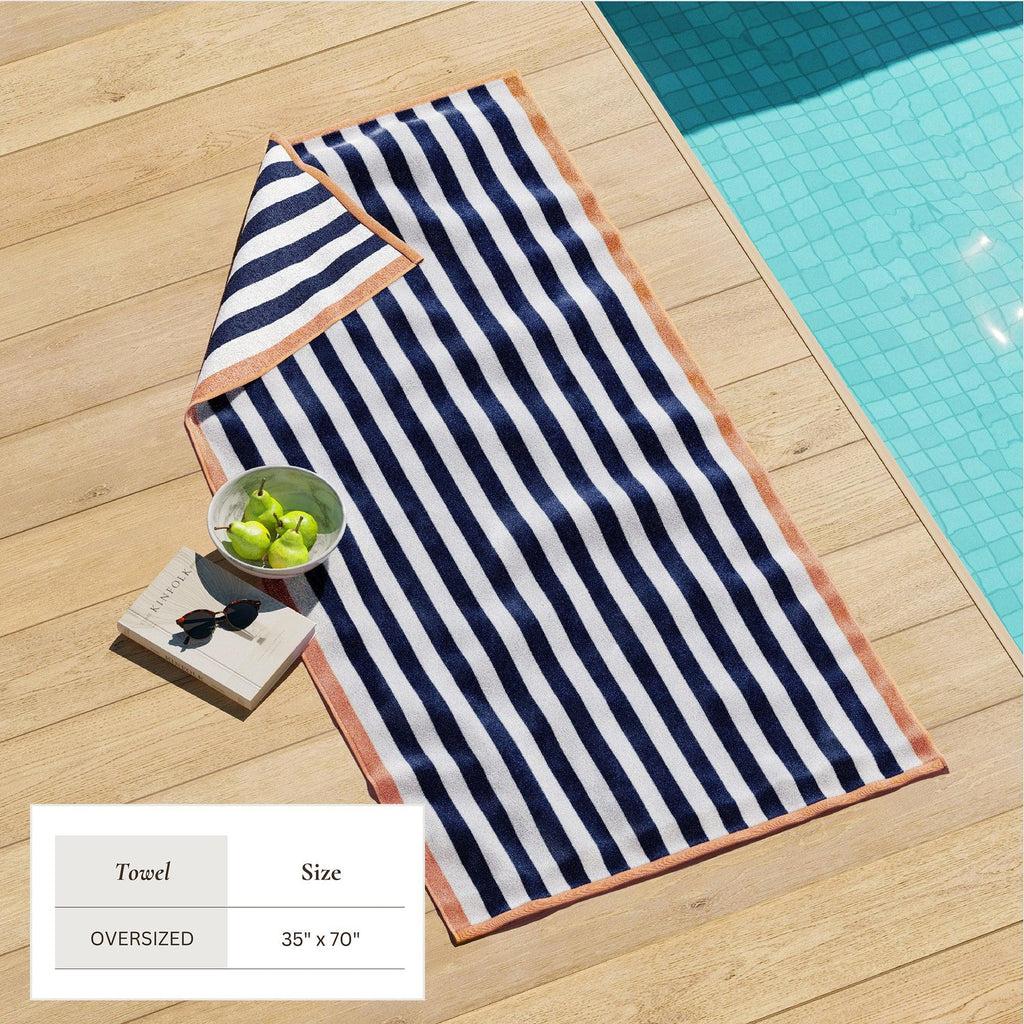 Santa Cruz Oversized Striped Border Cabana Beach Towel