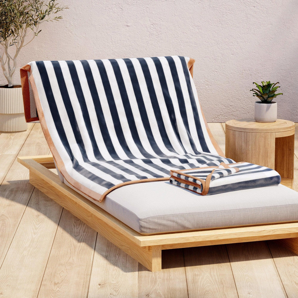 Santa Cruz Oversized Striped Border Cabana Beach Towel