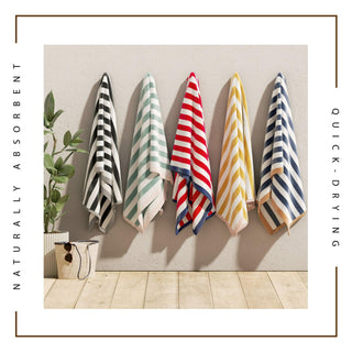 Santa Cruz Oversized Striped Border Cabana Beach Towel