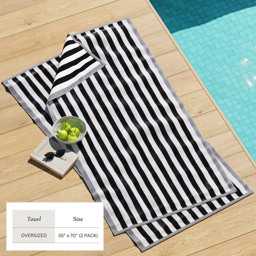 Santa Cruz Oversized Striped Border Cabana Beach Towel