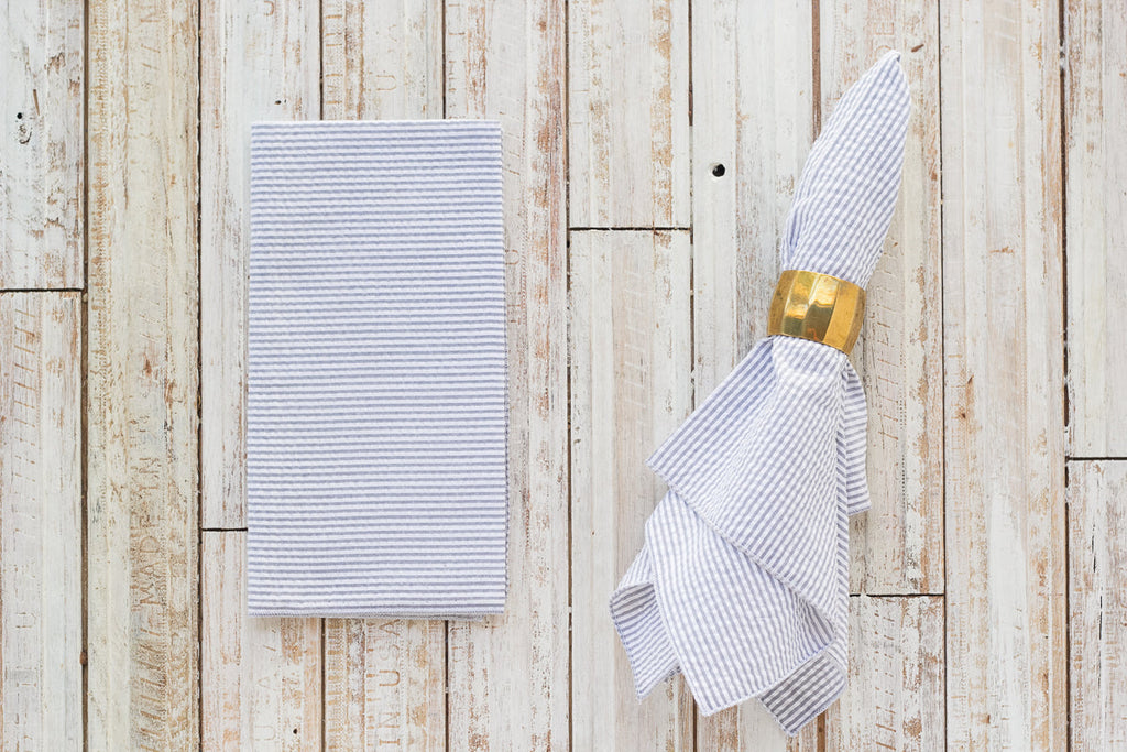 Elegant Seersucker Dinner Napkins Set – 4-Piece Large Table Linen