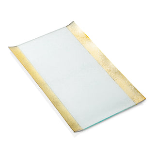 Elegant Glass Serving Tray with Gold Borders
