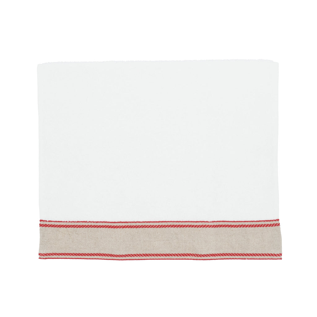 Guest Towels with Red Chain Linen Borders – Set of 2