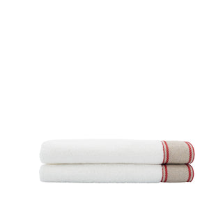 Guest Towels with Red Chain Linen Borders – Set of 2