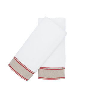 Guest Towels with Red Chain Linen Borders – Set of 2