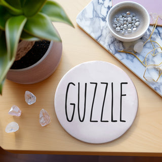 One Word Ceramic Coasters – Minimalist Bar & Coffee Table Collection (4