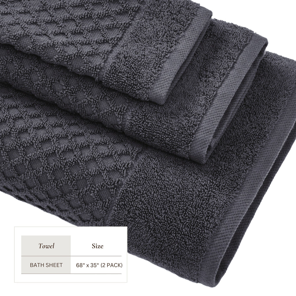 Grayson Cotton Diamond Waffle Weave Bath Towel Set