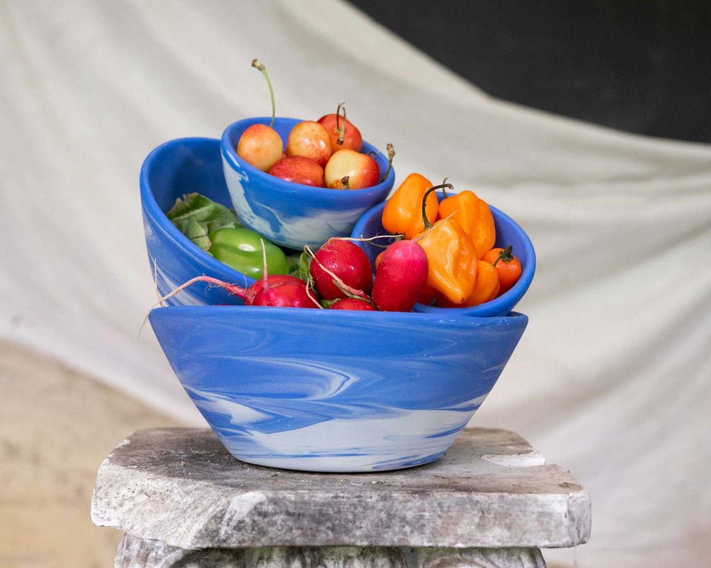 HAAND Cloudware Nested Bowl Set – 3-Piece Handcrafted Porcelain Bowl Collection