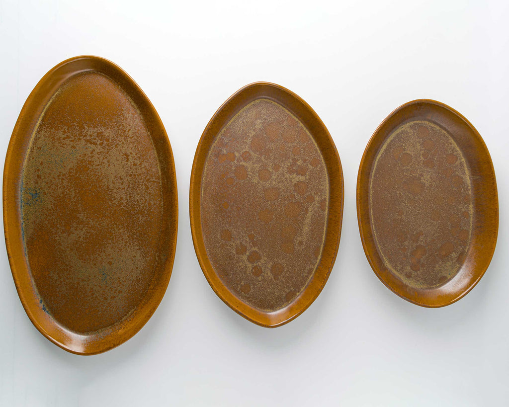 HAAND Oval Platter Set – 3-Piece Handcrafted Porcelain Serving Collection