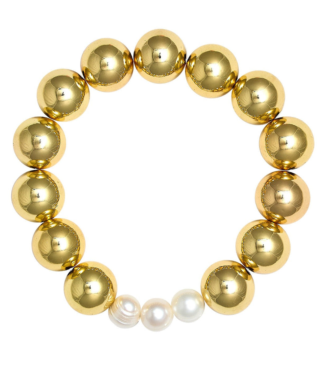 Hadley Triple Pearl - 18k Gold Plated Beaded Bracelets