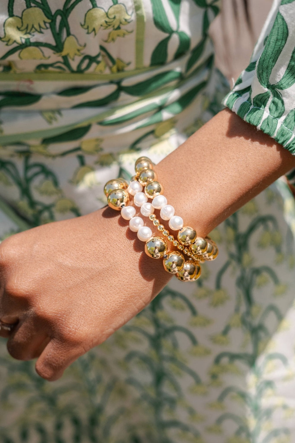 Hadley Triple Pearl - 18k Gold Plated Beaded Bracelets