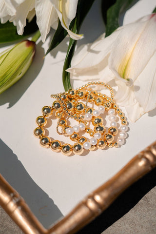 Hadley Triple Pearl - 18k Gold Plated Beaded Bracelets