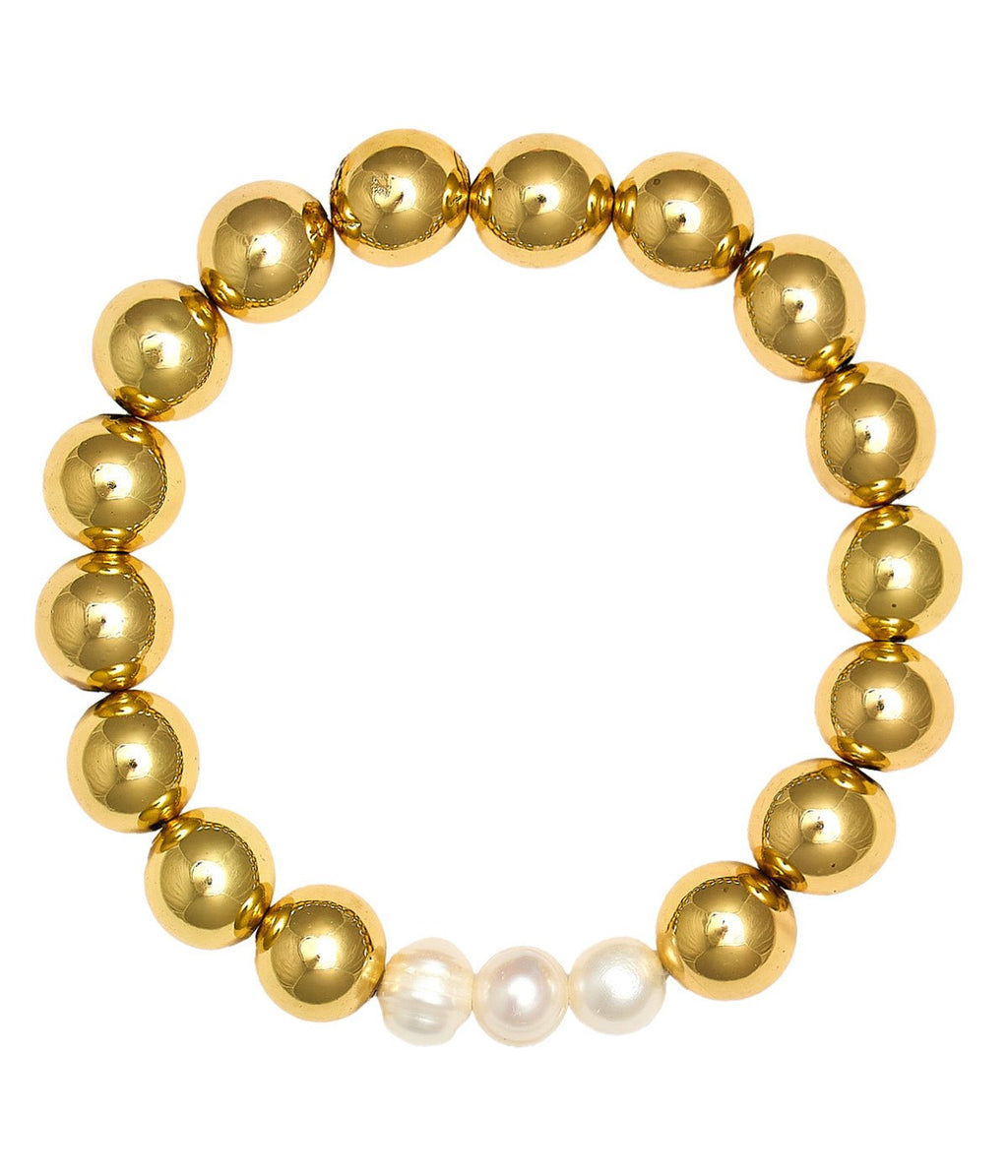 Hadley Triple Pearl - 18k Gold Plated Beaded Bracelets