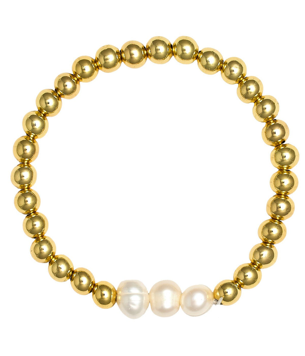 Hadley Triple Pearl - 18k Gold Plated Beaded Bracelets