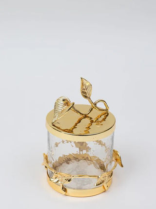 Hammered Glass Canister with All Gold Leaf Details & Lid Set - Anara Lifestyle