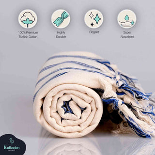 Dark Blue Striped Towel | Handwoven Cotton Beach Throw