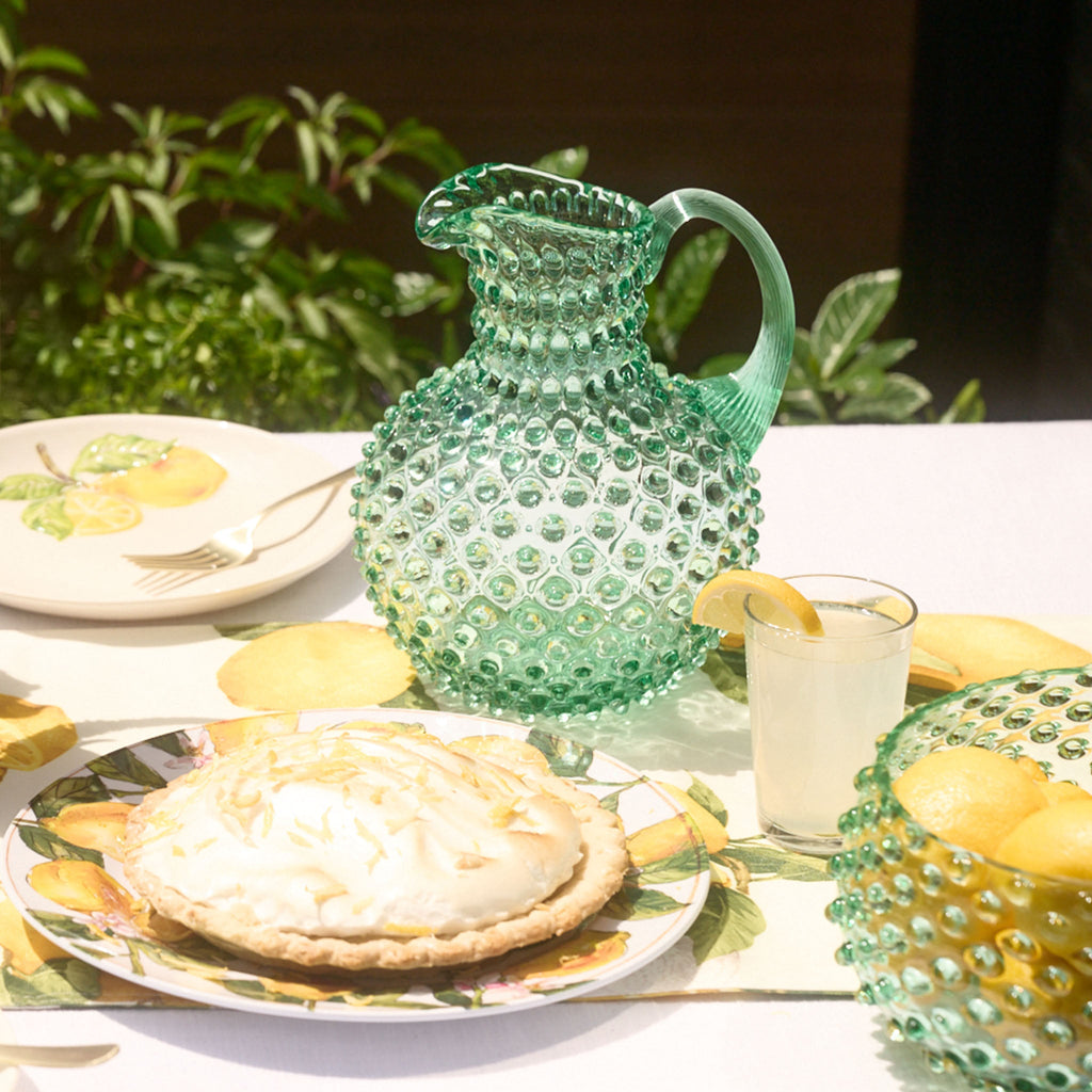 Hobnail Glass Jug in Capri Sea – 2 Liter