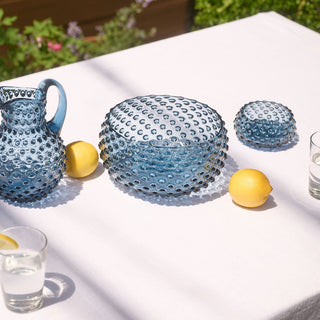 Hobnail Glass Bowl in Midnight Blue – Large
