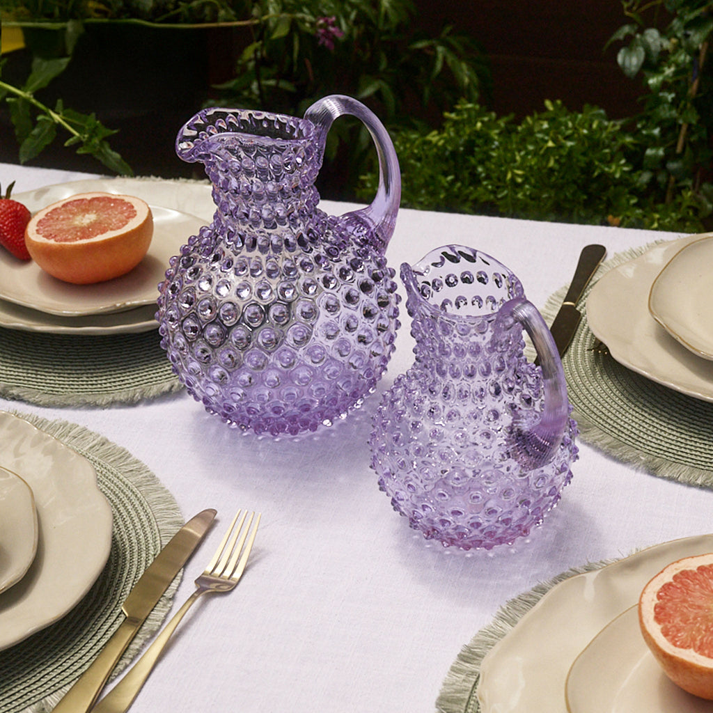 Hobnail Glass Jug in Lilac Bloom – 2 Liter