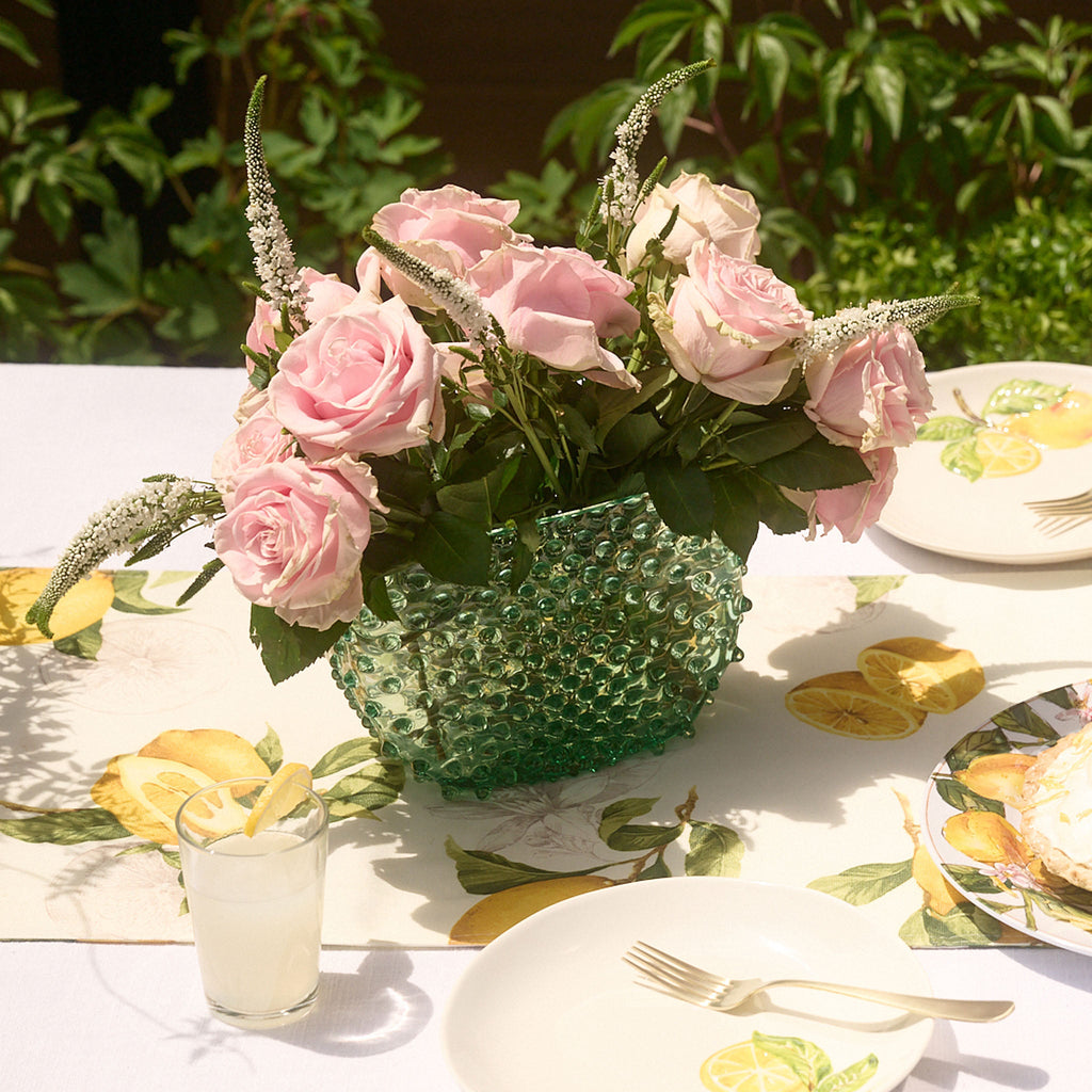 Hobnail Glass Vase in Capri Sea – Optic