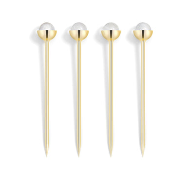 Hospitality Cocktail Picks, Gold & Crystal, Set of 4 - Anara Lifestyle