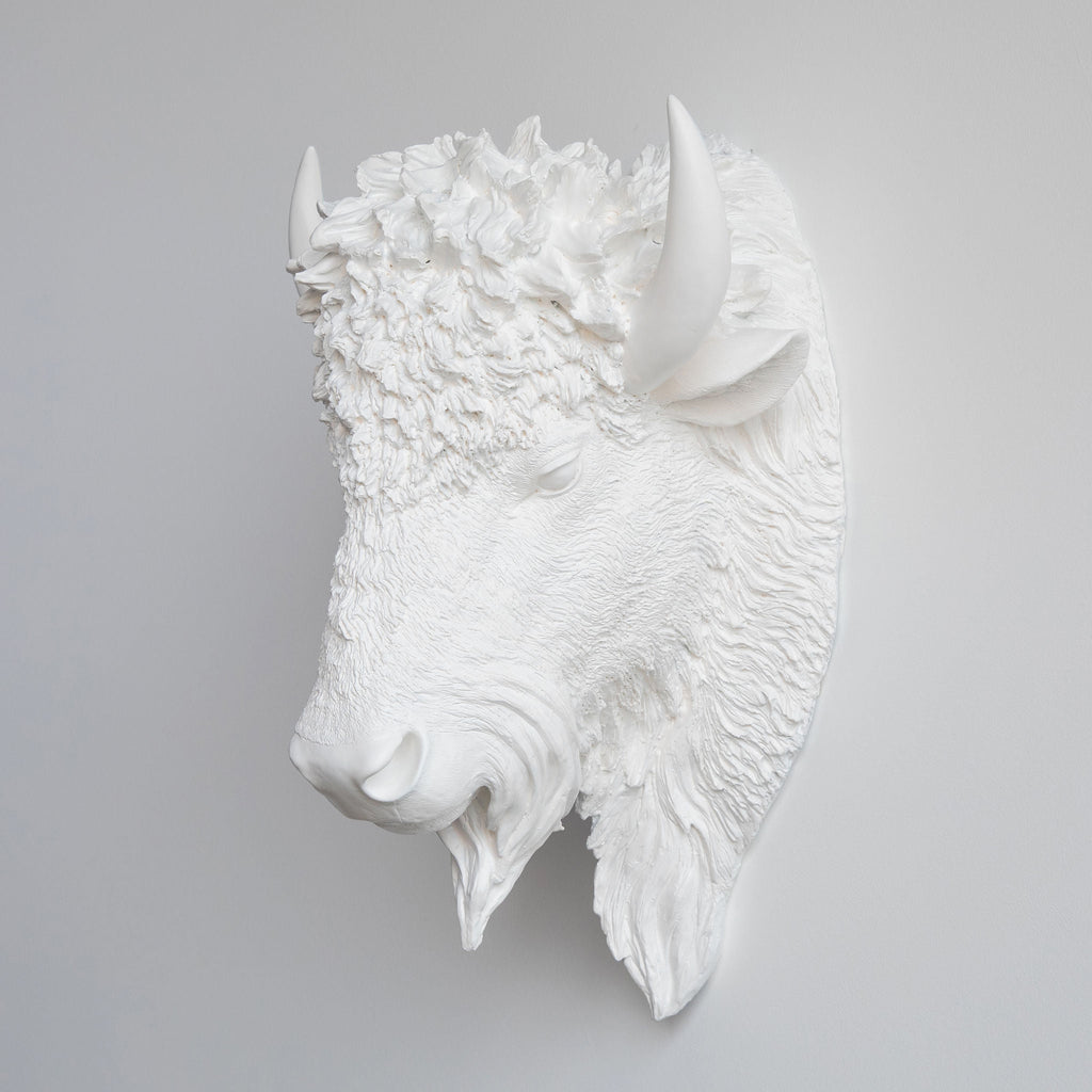 Sculpted Faux Bison Head Wall Decor