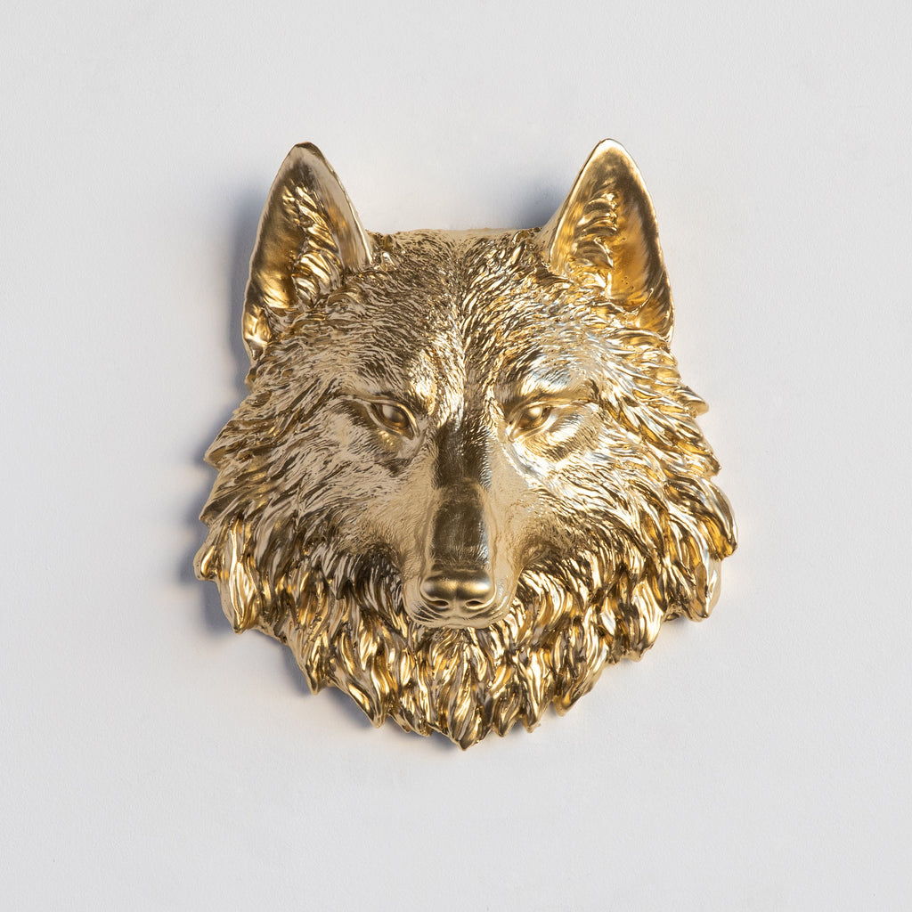 Sculpted Mini Faux Wolf Head Wall Decor