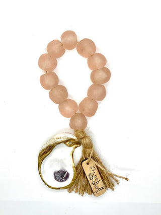 Tide Pool Sea Glass Bead Accent with 18K Gold Gilded Oyster
