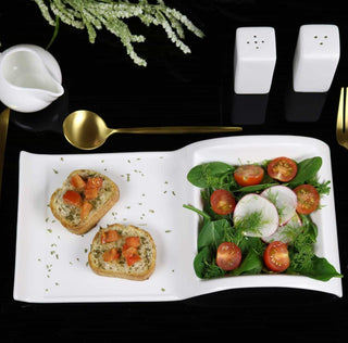 Sectional Salad Plate Set of 4 | Fine Bone China Divided Serving Plates
