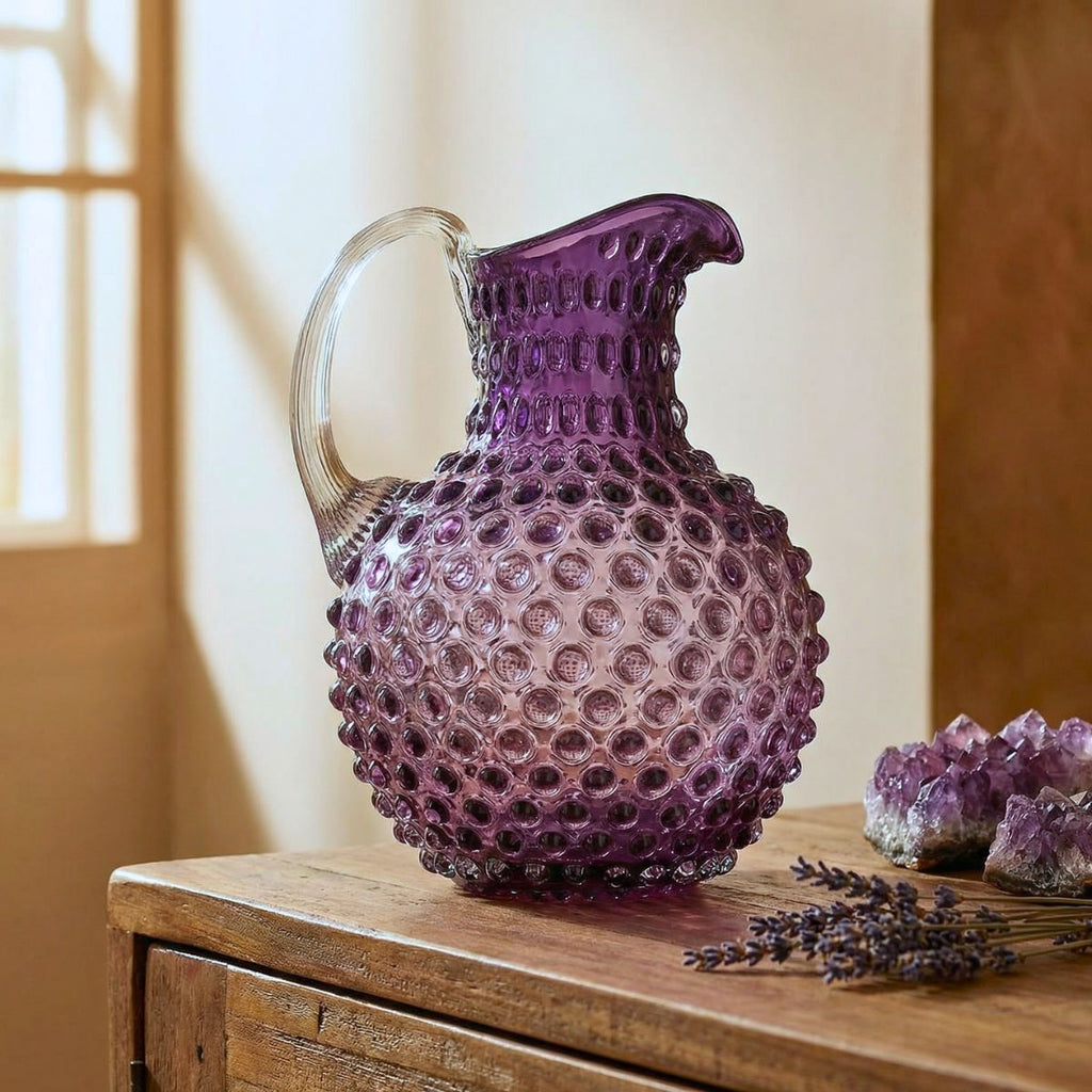 Hobnail Glass Jug in Wild Indigo – 2 Liter