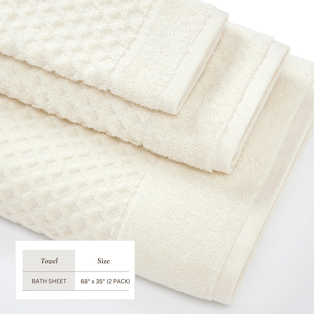 Grayson Cotton Diamond Waffle Weave Bath Towel Set