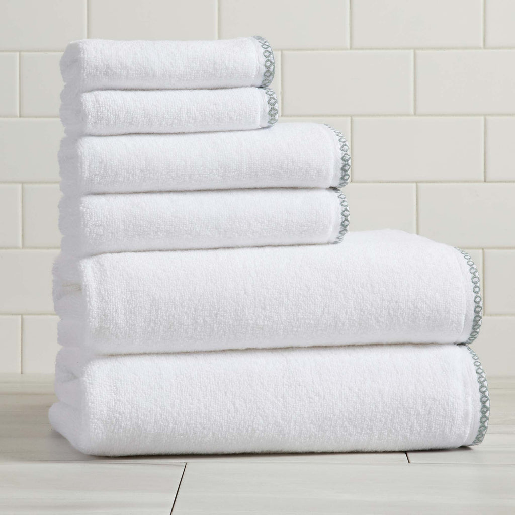 Elegant Cotton Border-Stitched Towel Set – Valery Collection (6-Piece)