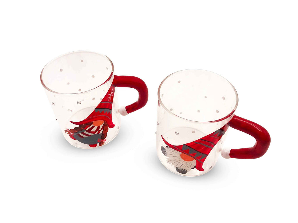 3D Christmas Gnome Glass Coffee Mug