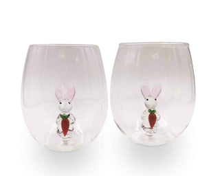 3D Easter Bunny Stemless Wine Glasses – Set of 2