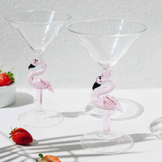 Pink Flamingo 3D Martini Glasses – Set of 2