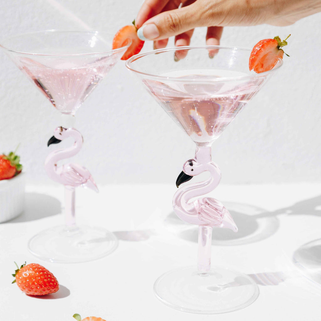 Pink Flamingo 3D Martini Glasses – Set of 2