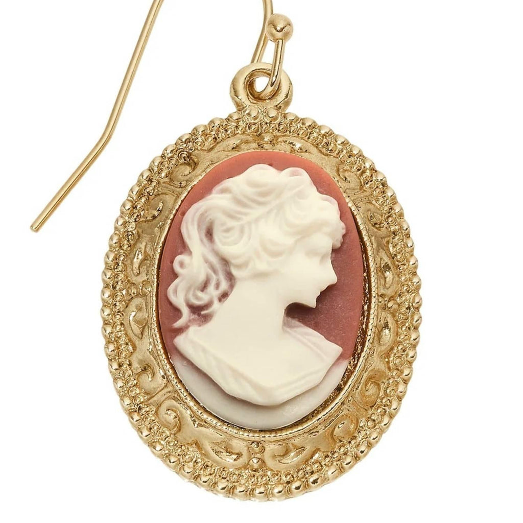 Carnelian Cameo Wire Earrings