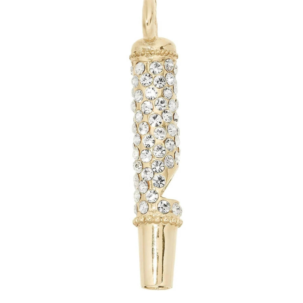 Gold Whistle Necklace with Crystals