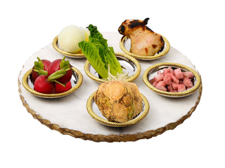 Luxury Round Marble Passover Seder Plate with Six Bowls