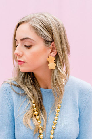 Josie 18K Gold Plated Brushed Floral Earrings