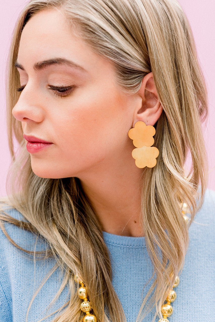 Josie 18K Gold Plated Brushed Floral Earrings