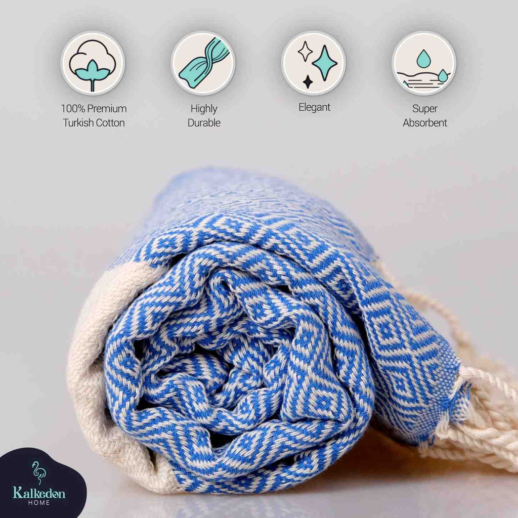 Diamond Turkish Cotton Beach Towel | Quick-Dry & Sand Resistant